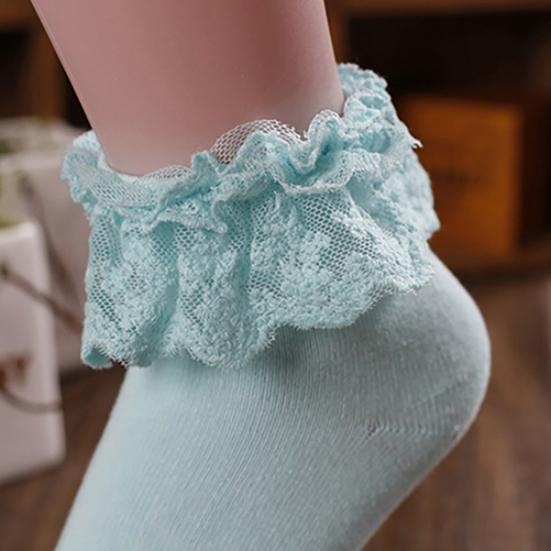1 Pair Cotton Socks Skin-friendly Colorfast Lace Patchwork Lace Princess Socks for Daily Life