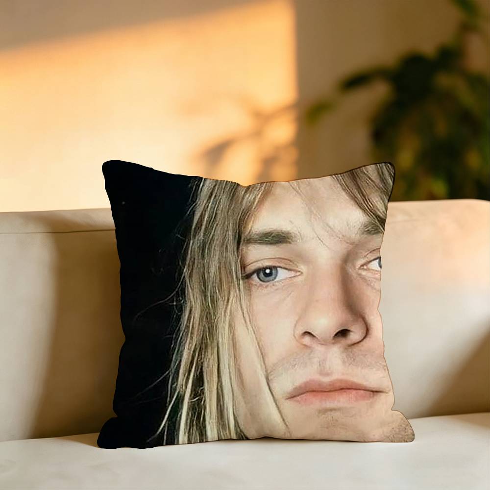 Singer Kurt Cobain Square DoubleSided printed Pillow Case Bedroom Bedside Pillow Sofa Cushion Cover