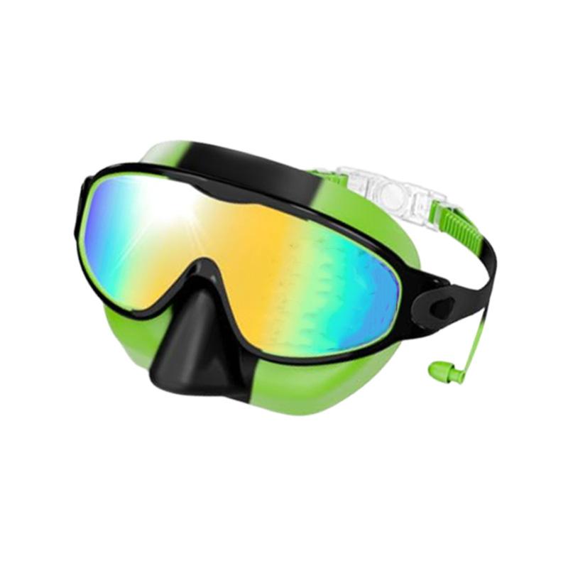 Kids Silicone Nose Cover Swim Goggles Wide View Anti-Fog UV400 Diving Glasses No Leak Pool Swimming Eyewear for Toddlers 3-122