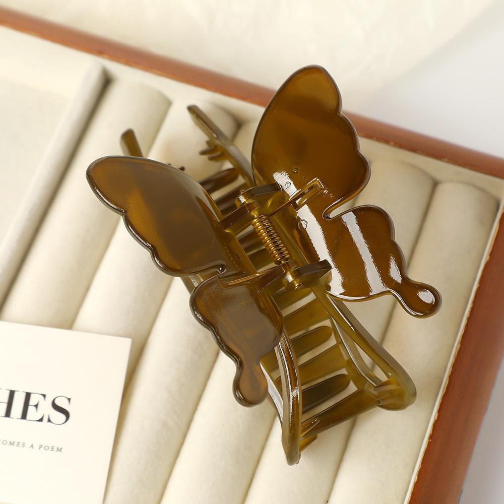 

Большой однотонный зажим-краб для волос в виде бабочки, женский, французские инструменты для укладки волос, аксессуары, ретро зажим-акула, милый зажим для волос