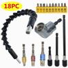 18-Piece Soft Shaft Screwdriver Bit Extension Set (60/100/150mm)