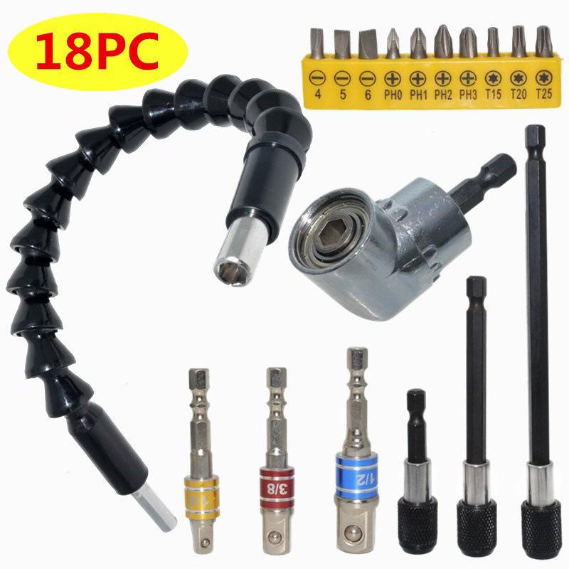 

18-Piece Soft Shaft Screwdriver Bit Extension Set (60/100/150mm)