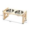 Double Elevated Pet Feeding Bowl Wooden Stand with Removable Stainless Steel Bowls for Dog and Cat Food Water Pet Accessories