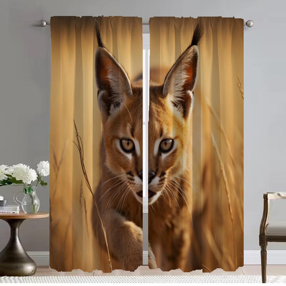 Fönstergardin för Rum 2 Paneler Caracal Gardiner för Sovrum Heminredning Gardiner Rullgardiner Halloween Dekoration Avdelare Vardagsrum