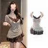 Summer Lace Floral Short-Sleeved Cover-Up & Slimming Camisole Skirt Set for Women