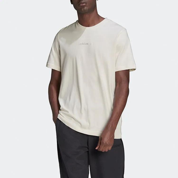 Adidas Originals T Shirts Men's White Crew Neck Moderate Straight Fit (Unisex) T-Shirts HP0443