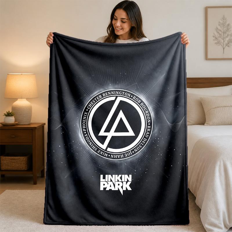 Linkin Park Print Flannel Blanket Cozy Lightweight Plush Throw Blanket For Bed Sofa Household Use