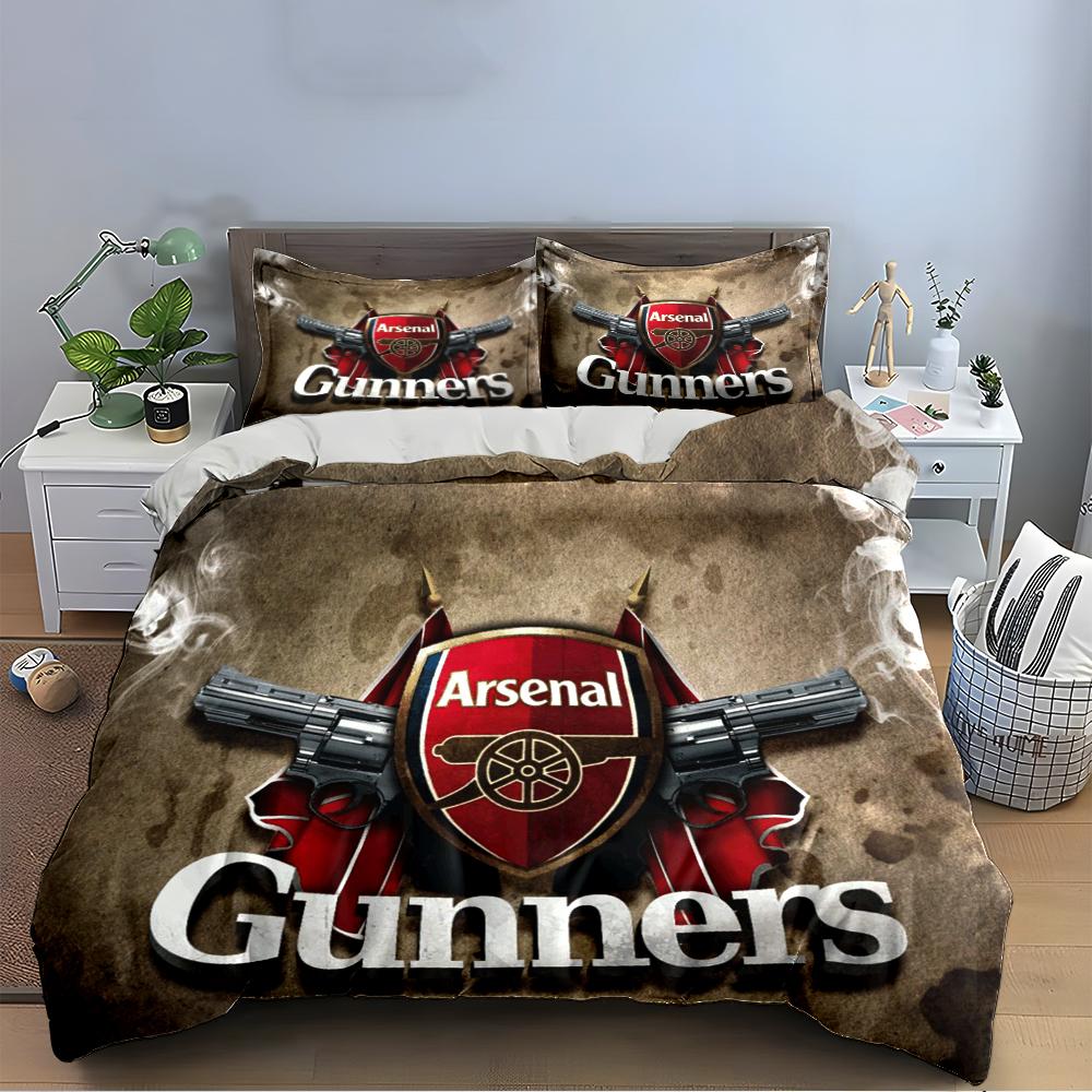 Arsenal Gunners Bedding Set Bedding Duvet Cover Set Duvet Cover Pillowcases Home Decor (1 * Duvet Cover 2 * Pillowcases, Without Duvet Insert)