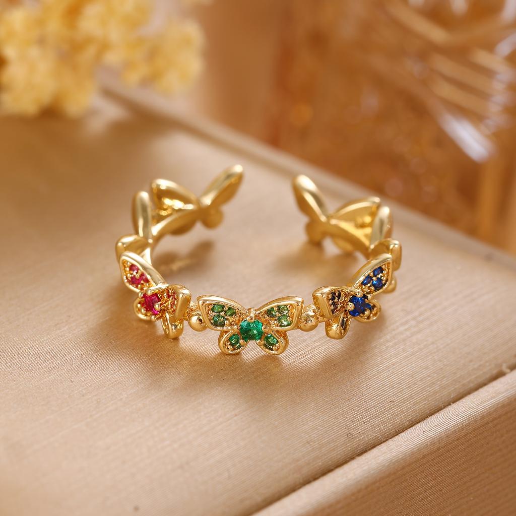 1Women's fashionable and unique butterfly ring with adjustable opening