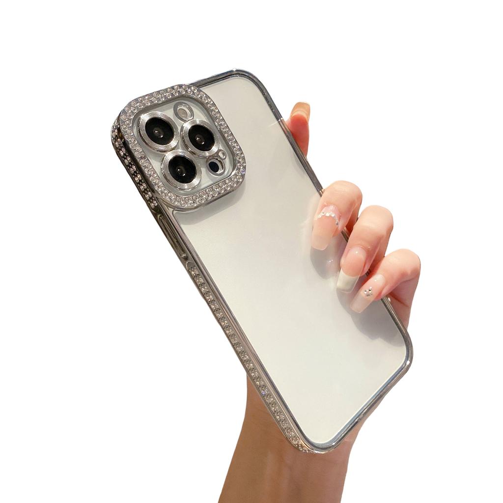 Edge Diamond Small Fragrant Silver for IPhone15promax for Apple 14 Phone Case 13 Electroplating 12 Soft Case 11 Creativity