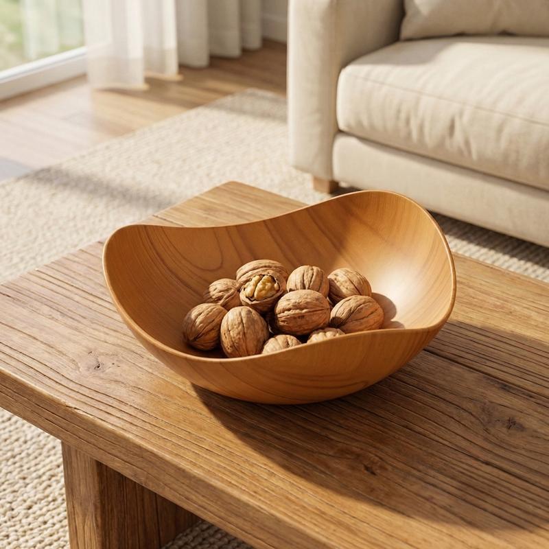 Stackable Wood Grain Plastic Bowls Multipurpose Salad Fruit Candy Containers Suitable for Kitchen Picnic BBQ Use 4/8PCS