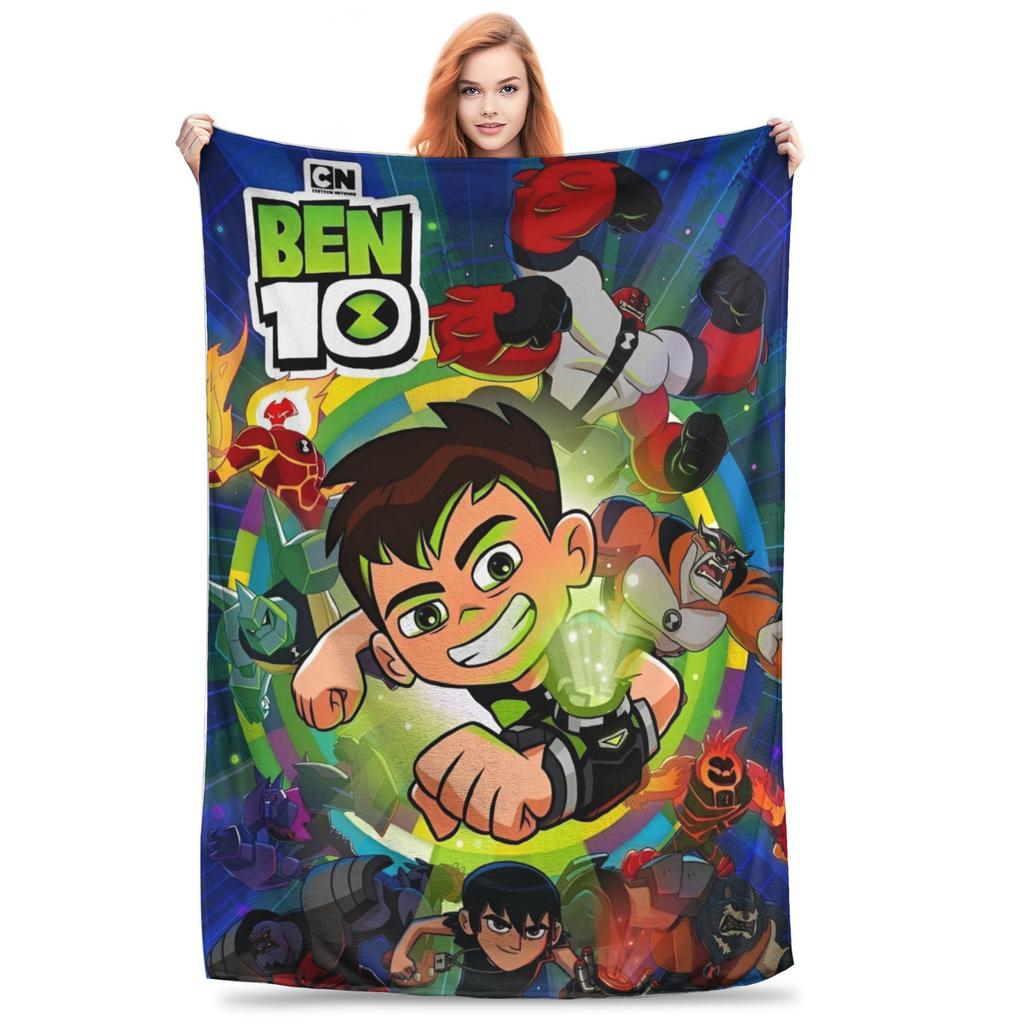 Ben 10 Obcy Ben Tennyson Omnitrix Gra Koc Miękki Ciepły Koc Kładziony Flanelowy Dekoracja na Lato Klimatyzację Pościel
