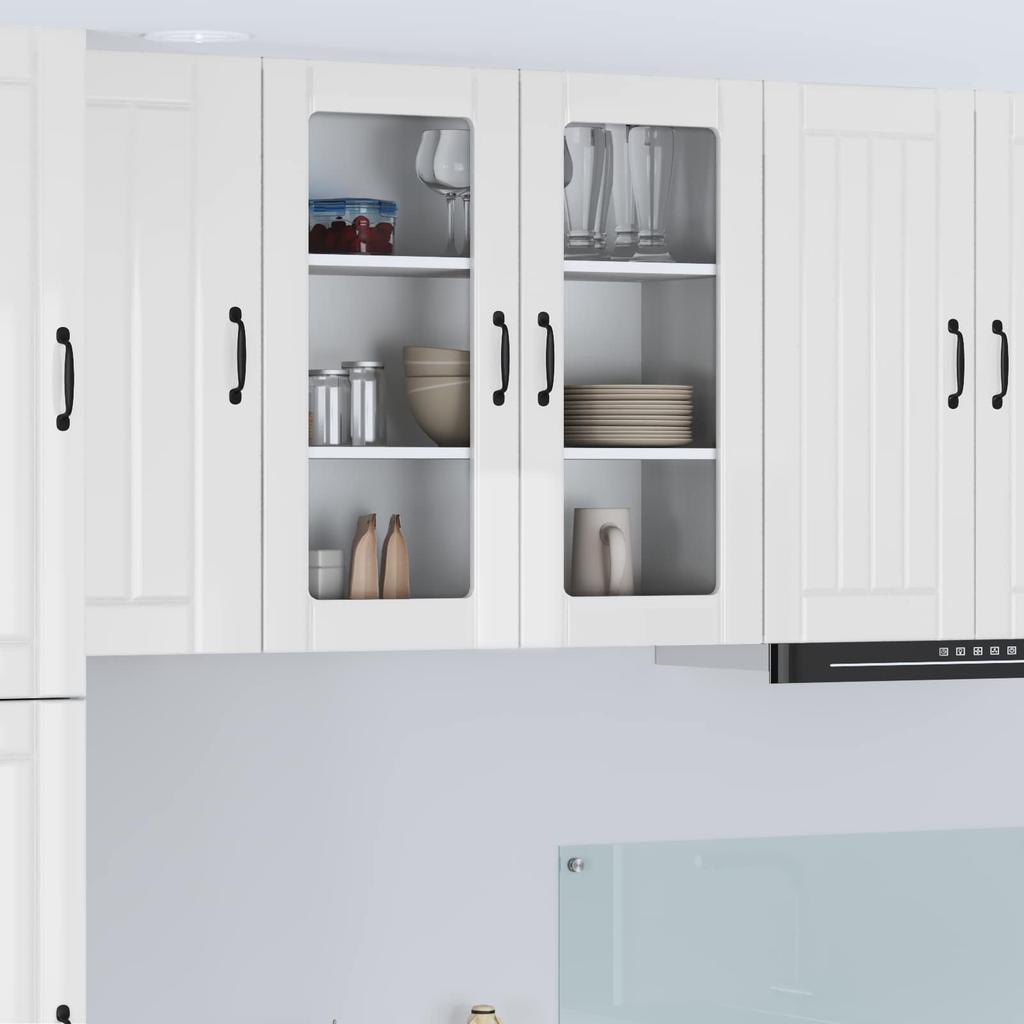 Wall Mounted Glass Cabinet LUCCA High Gloss White 80 X 31 X 80 Cm