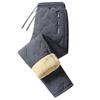 Men's Solid Color Embossed Fleece Cotton Pants Men's Drawstring Graphene Thickened Warm Pants NEW SPORT Pocket Label