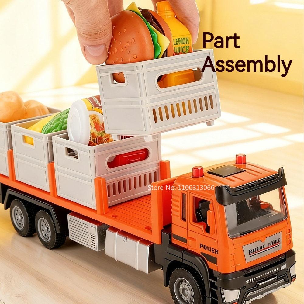1:32 Scale Fruit Vegetable Transportation Vehicle Toy Model Car Alloy Front End Miniature Engineering Vehicles Kids' Edutainment