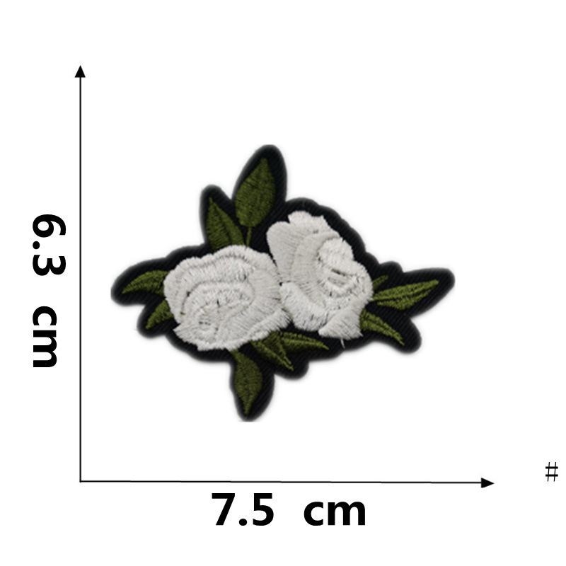 Rose Plum Blossom Embroidered Iron-On Fabric Patch for Clothing Decoration
