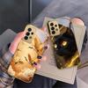 Mysterious black cat For Samsung A 01 52S A04 A05S A10 A12 A13 22 23 24 36 42 M02 Note 10 20Ultra 8 9 Golden glass phone case