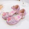 Girls' Sandals Fashion New Spring Autumn Summer High Heel Elsa Closed-Toe Girls' Little Princess Elsa Crystal Children's Shoes