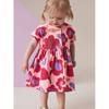 Girls' Red Floral Short-Sleeved Dress Baby Pure Cotton Casual Skirt Kidsren's Summer Dress Fashionable Floral Princess Dress
