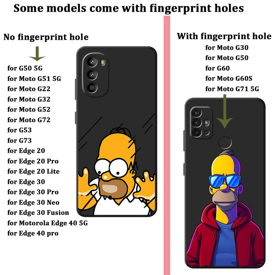Case for Motorola Moto G53 G30 G60s Edge 20 Pro 30 Lite G32 G71 G50 G22 Edge40 G51 G73 G52 Phone Cover Fun S-simpsons