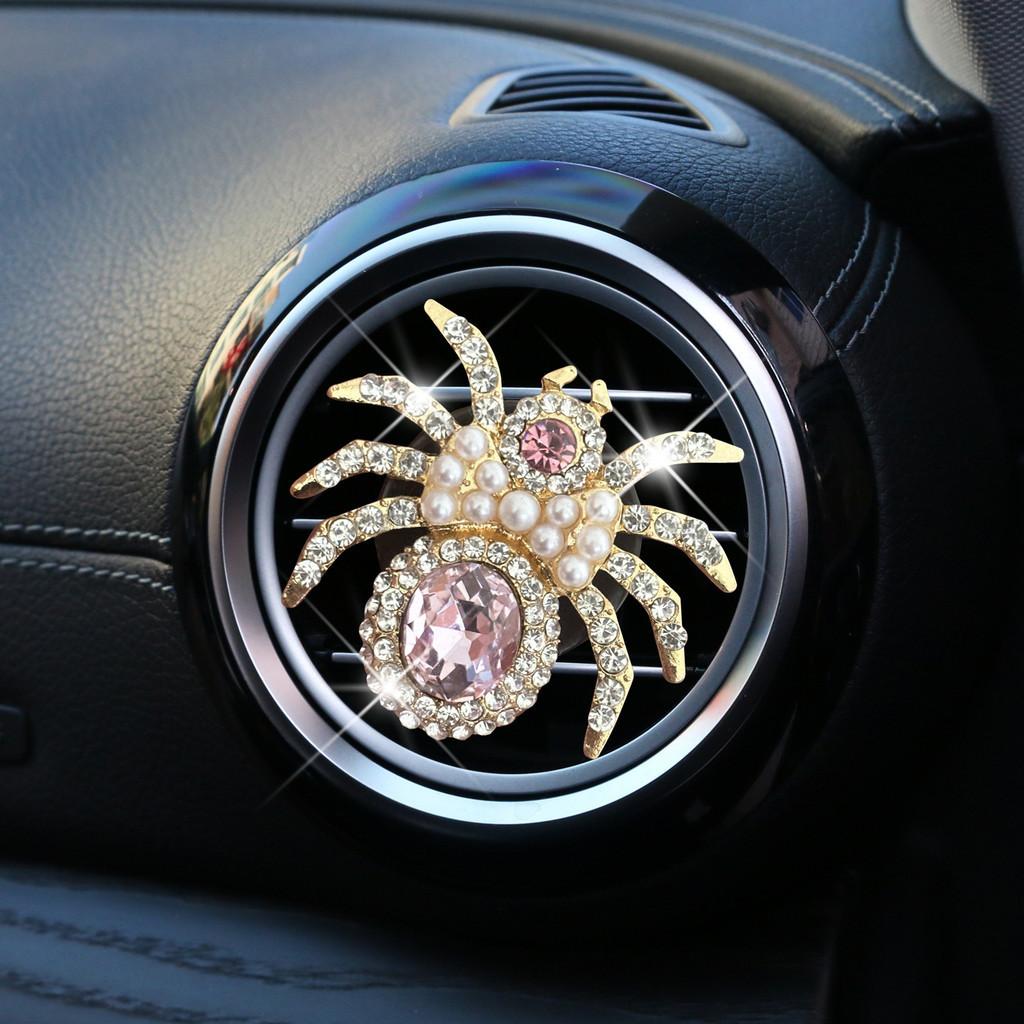 

Car Metal Perfume Holder Crystal Pearl Spider Aromatherapy Clip Decoration StyleA