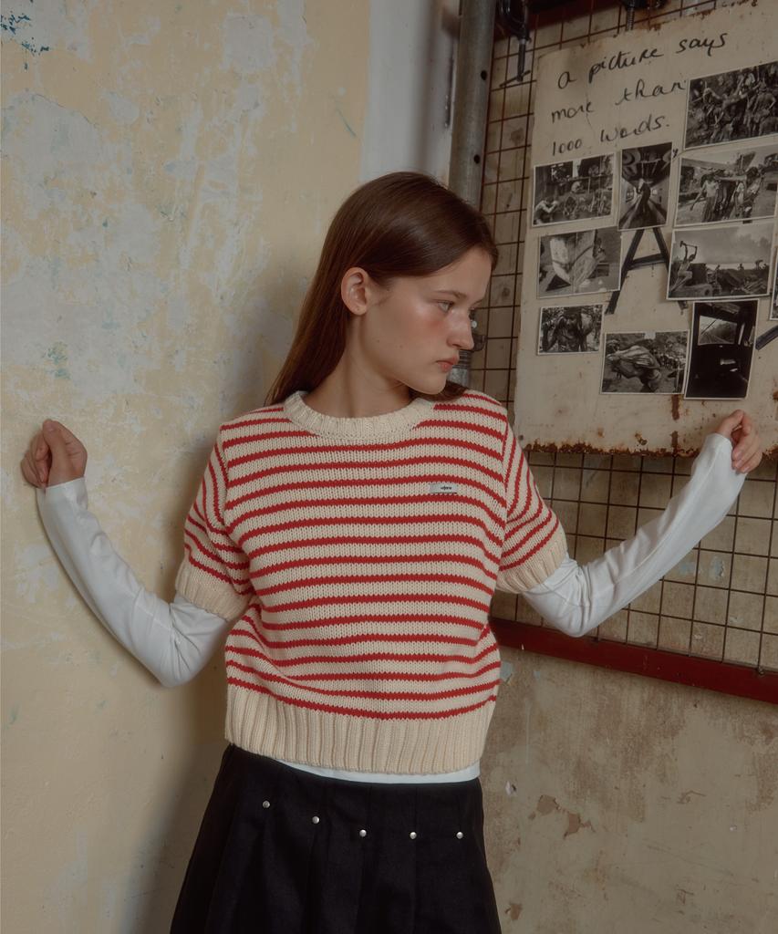 Leteoli Lr Stripe Half Knit_Red
