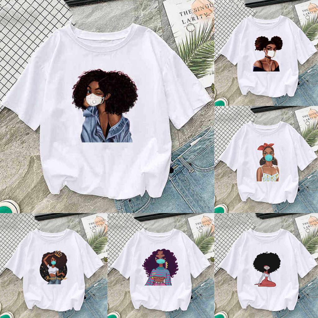 

Модная женская повседневная футболка с принтом маски и короткими рукавами, блузка, топы