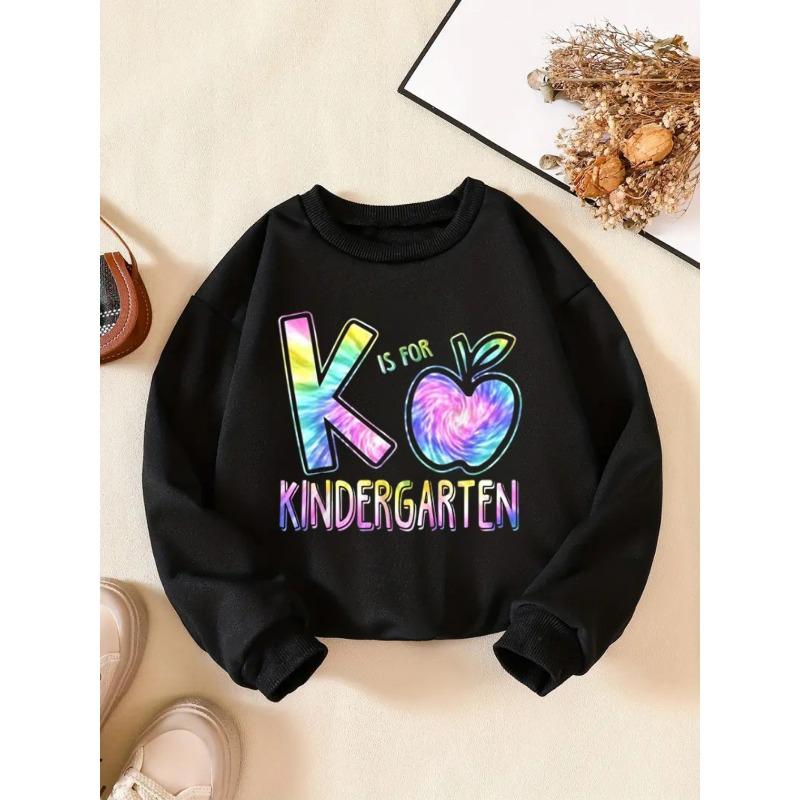 Kids Sweatshirt In The Back-To-School Season,Wear Round-Neck Sweatshirts Featuring Creative Letter Designs, Perfect for Casual Outings
