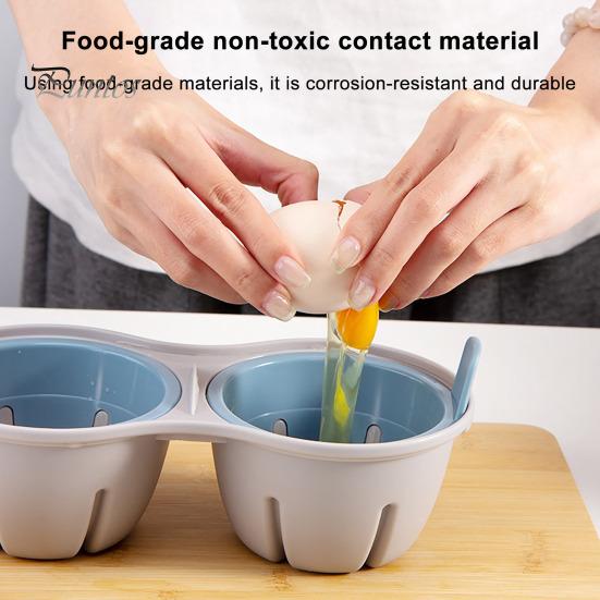 Plastic Egg Boiler Dual Cavity Microwave Poacher with Lid, Heat Resistant Double Hole Steamer, Compact Cooker Quick Breakfast Tool Nutritious Maker