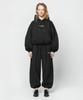 [Set] Small Slow And Soft String Oversized Hoodie + One-Pleat String Pants - Black