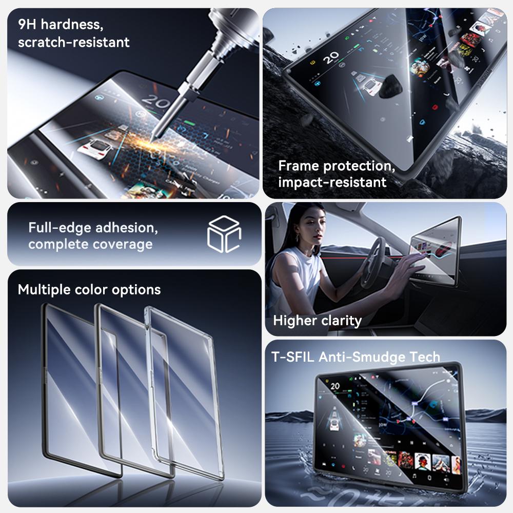 YZ For Tesla Model 3/Y/YL Highland Juniper Center Control screen Tempered Glass Film Protector Matte HD with Border Protection