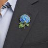 Colorful Enamel Brooch Pin Hydrangea Shape Lapel Polished Edges Backpack