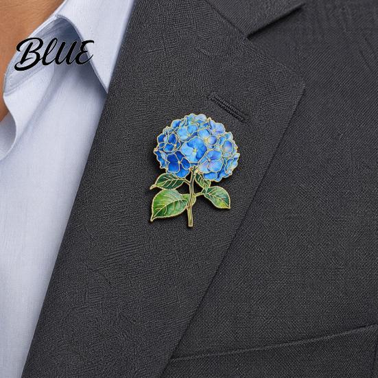 Colorful Enamel Brooch Pin Hydrangea Shape Lapel Polished Edges Backpack