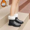 Bottes de pluie courtes imperméables pour femmes, doublées en polaire et antidérapantes en PVC