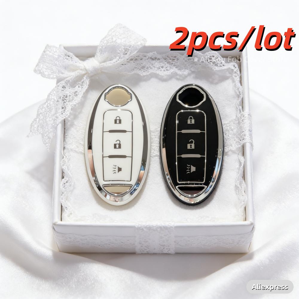 

2pcs Car Key Case Covers for Nissan Qashqai X-Trail T32 T31 Juke J10 J11 Kicks Tiida Pathfinder Note for Infiniti черный белый