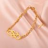 My Shape Infinity Symbol Charms Bracelets Women Stainless Steel Gold Color Figaro Chain Heart Love Pendants Kpop Fashion Jewelry