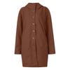 Womens Solid Color Jacket Casual Loose Fit Button Coats Button Up Long Sleeve Outerwear With Pocket, Hooded Overcoat