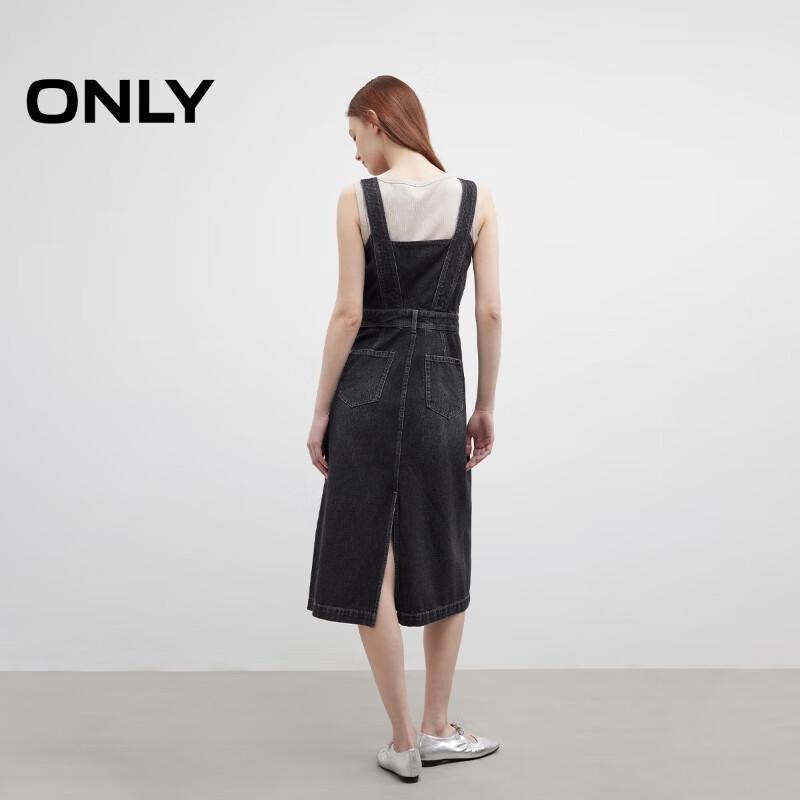 ONLY Women's Lyocell Blend Slit Denim Overall Dress