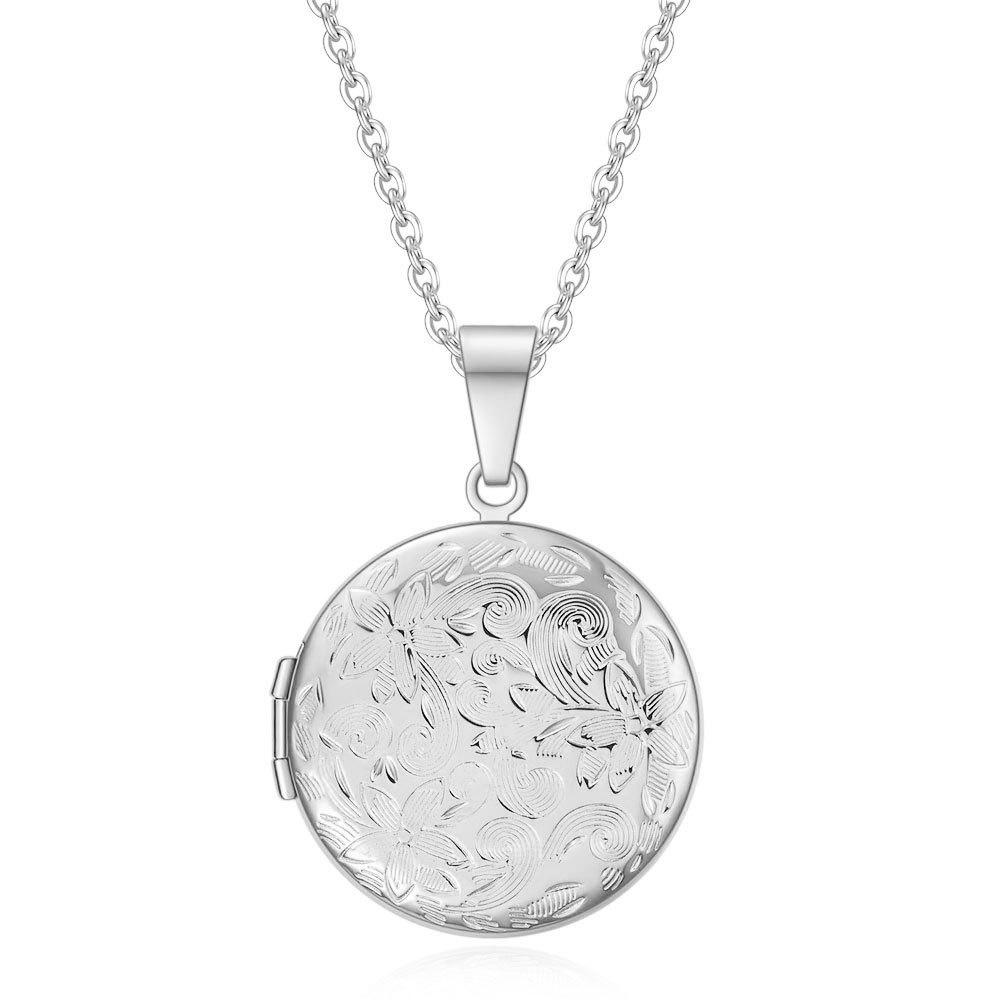 Round Heart Pattern Openable Stainless Steel Pendant Necklace, 31MM/29MM