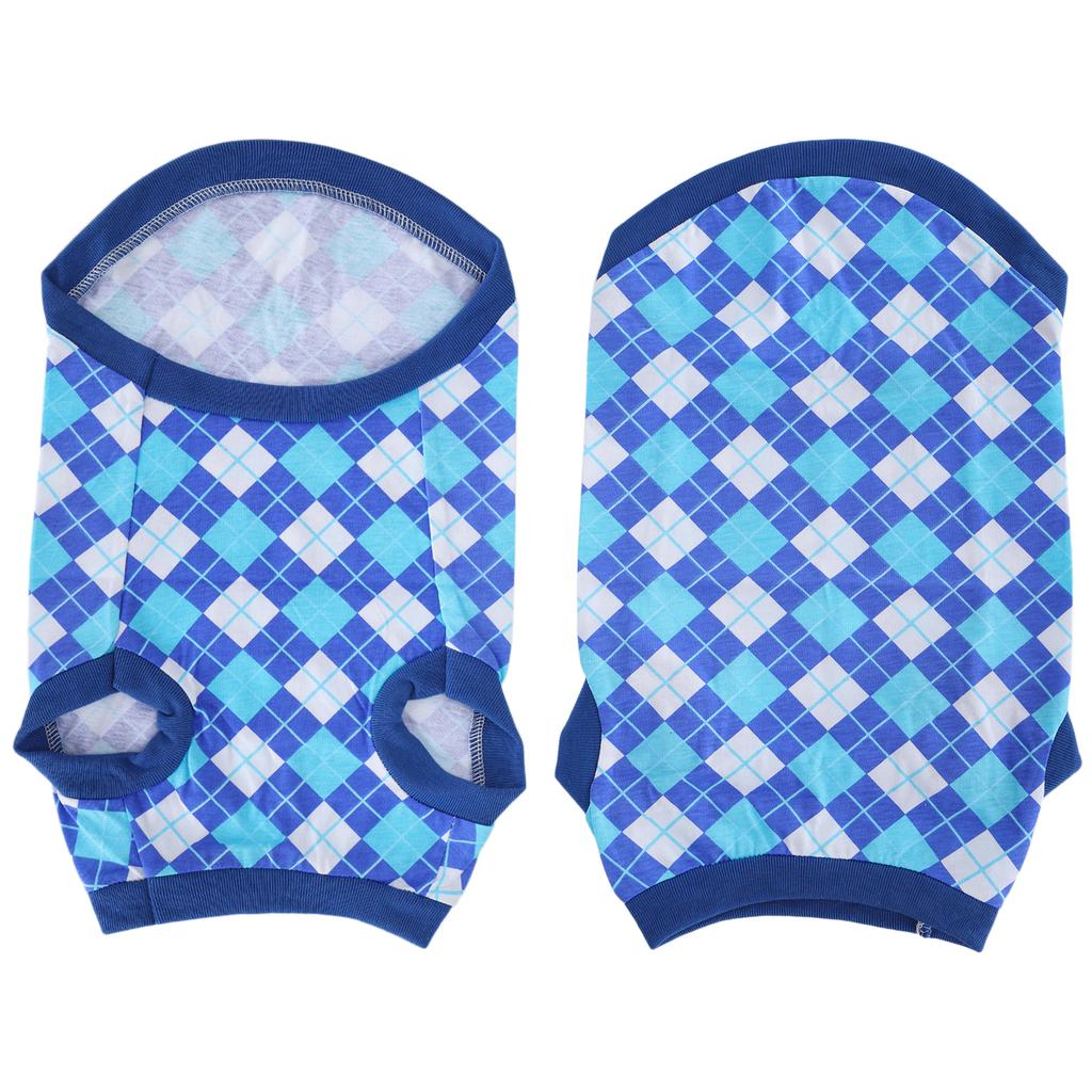 Pet Pig Spring Summer Sleeveless TShirt Pet Vest Sweatshirt Rhombus Pattern Clothes(Blue M)