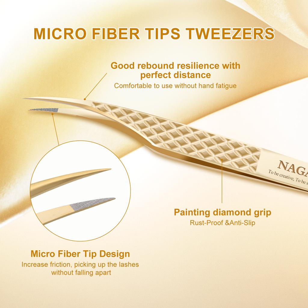 NAGARAKU AG Pinzeta Pro Objemové Vějířky Prodlužování Řas Pinzeta s Precizním Vláknovým Hrotem Rychlé Dodání z USA