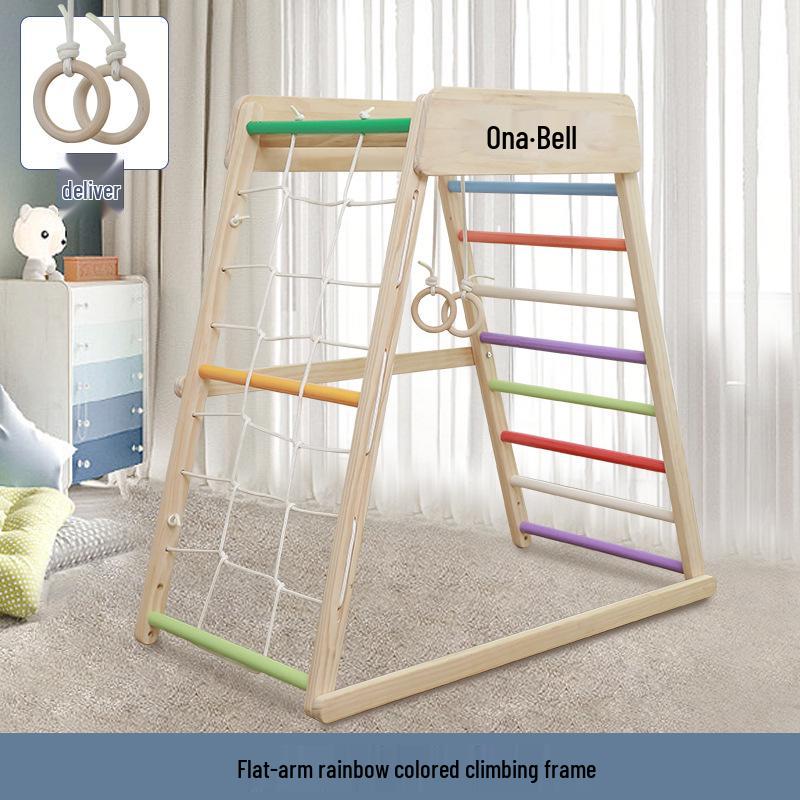 Indoor Wooden Climbing Frame & Slide Swing Combo for Toddlers