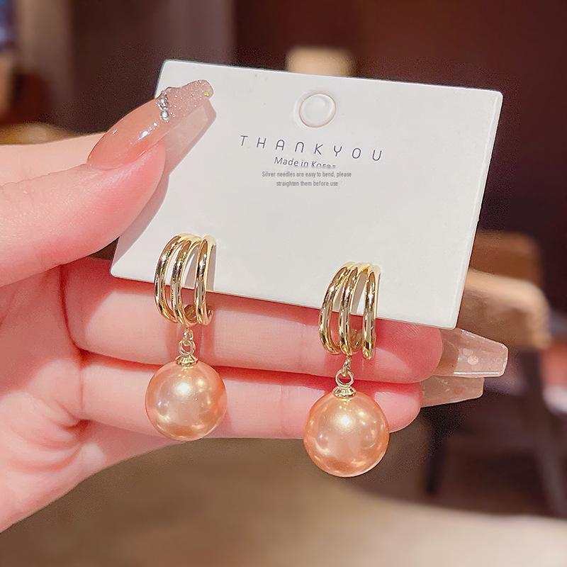 Korean High-End S925 Silver Pearl Pendant Earrings - French Fairy Style