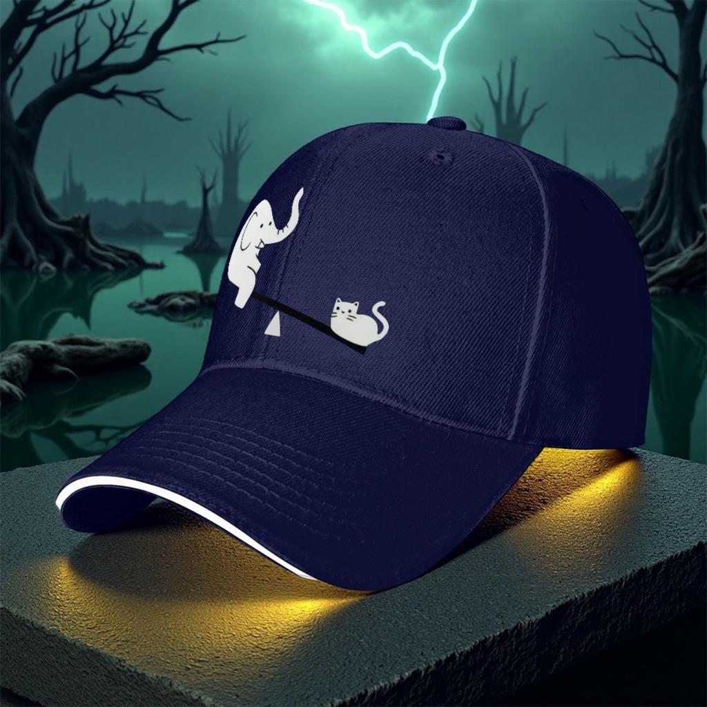 Elephant Cat Seesaw Balance Graphic Baseball Cap Polyester Casual Golf Streetwear Unisex Hat