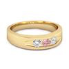 Rosa Zirkonia Drei Stein Band Damen Ehering - 925 Sterlingsilber Gold Vermeil