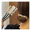 Bun Hair Maker, Easy, Set of 3, Cute Hair Ornament, Hair Arrangement, Pearl, For Long Hair, Floral Pattern, Hair Ornament, Hair Accessory, Women's
