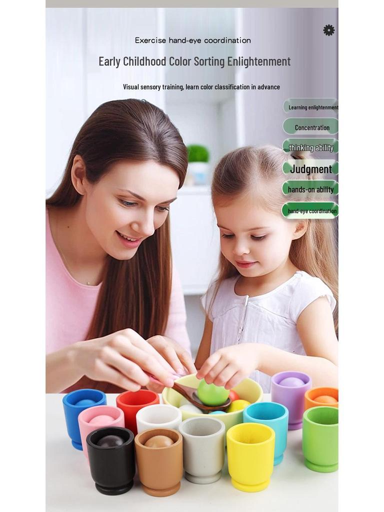 Montessori Kleinkind Farbsortierbecher: Frühes Lernspielzeug zur kognitiven Entwicklung