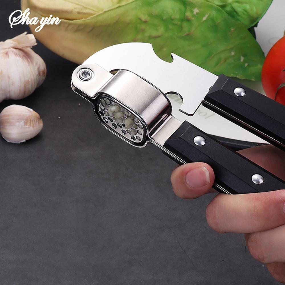 1PC Stainless Steel Garlic Press, Household Opening Tool, Manual Garlic Grinder, Kitchen Utensil, Simple Operation