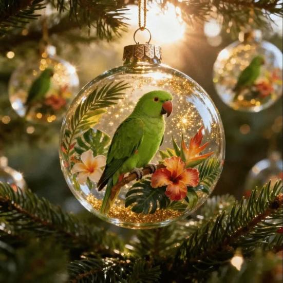 Birds 2D Acrylic Christmas Ornaments Decorative Wild Animal Figurines Ocean Theme Themed Decor Gift for Nature Lovers Festive Decorations