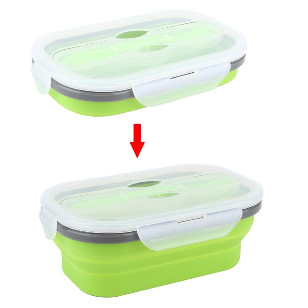 Capacity Foldable Bento Box 800ml Portable Food Storage Portable Bento Lunch Box Picnic зелёный